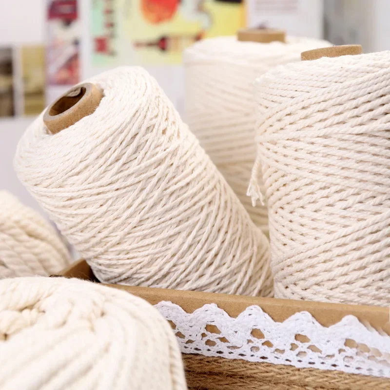 4mm 5mm 50M/roll White Cotton Rope Twisted String Cotton Cord Tag Rope Handmade Decorative Home Decoration Wall Decoration