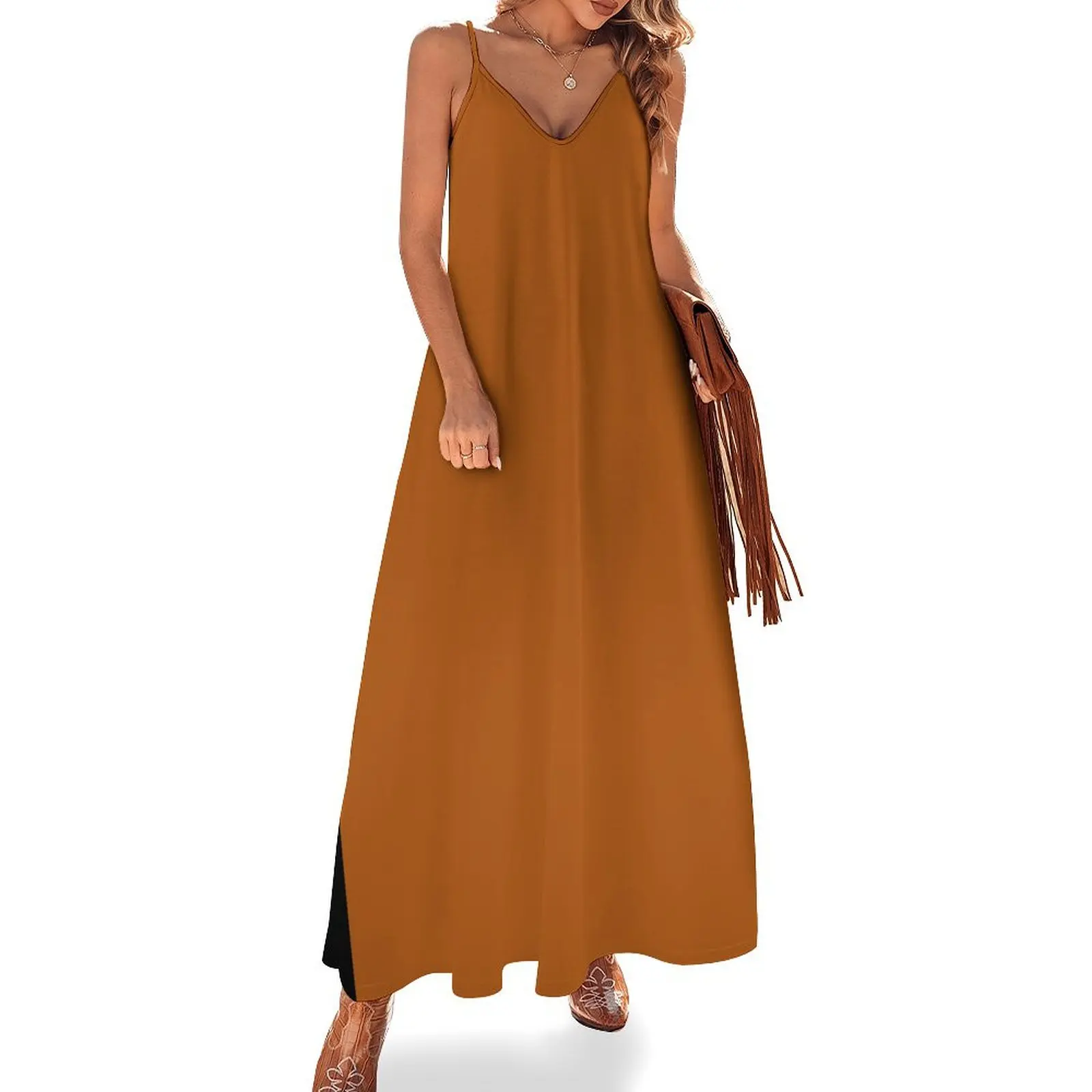 

Bronze Orange Sleeveless Dress long sleeve dress birthday dress