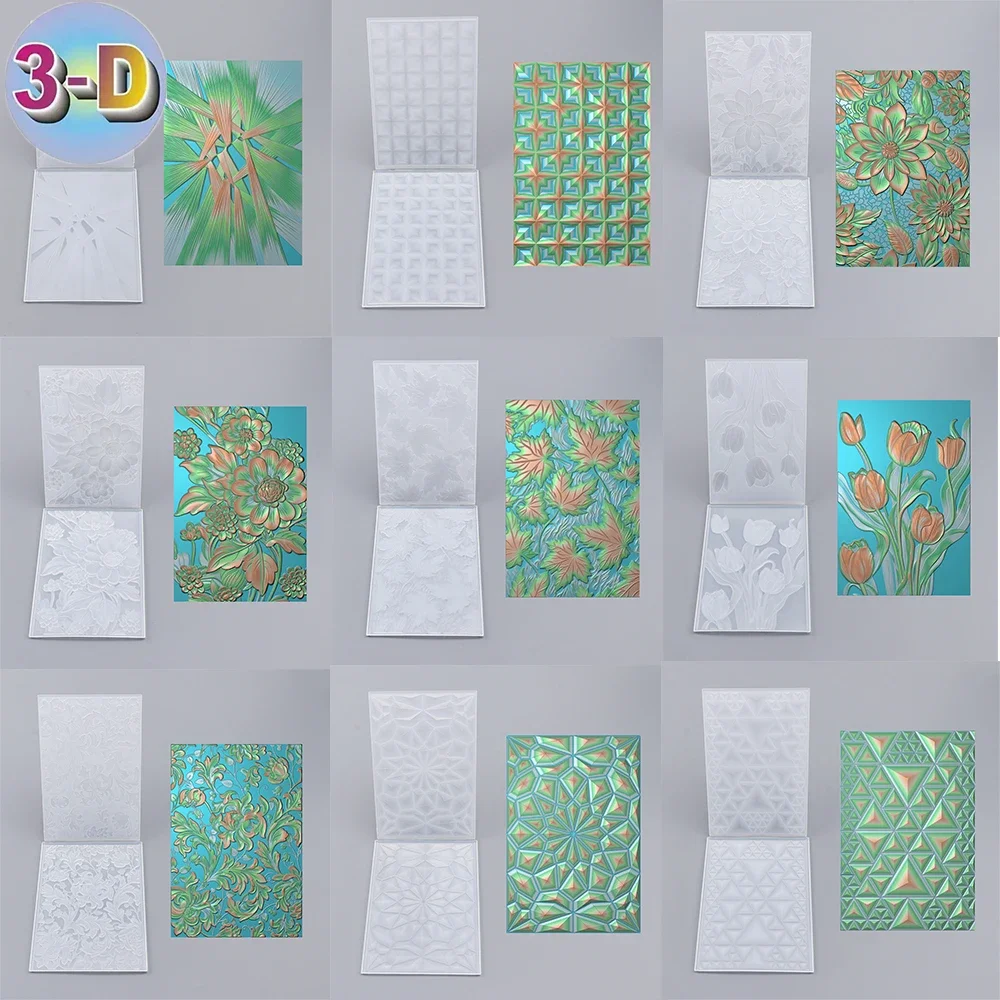 Embossing Folder 3D Blooming Flowers Tulip Geometric Patterns Background For Adding Textured Detail To Paper Crafting Project