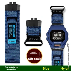Nylon Canvas Outdoor Sports Watch Strap - GBD - 200 (Blue black)