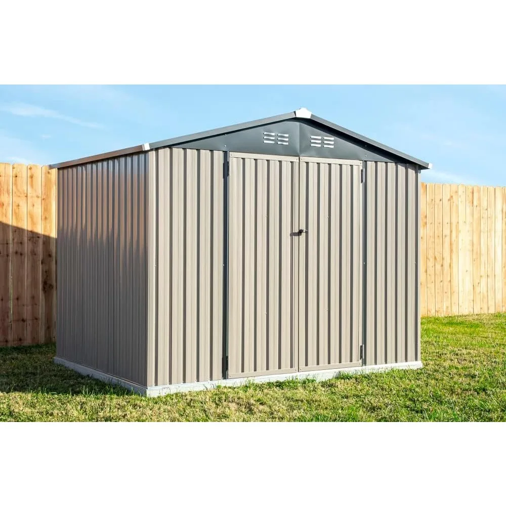 

8x6 metal outdoor galvanized steel storage shed, used for bicycle, backyard or terrace storage, lawn, garden, and camping