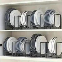 1pc Kitchen Cabinet Plate Storage Countertop Dish Rack Drawer Dinner Plate Partition Drain Rack Layered Storage Rack Accessories 2