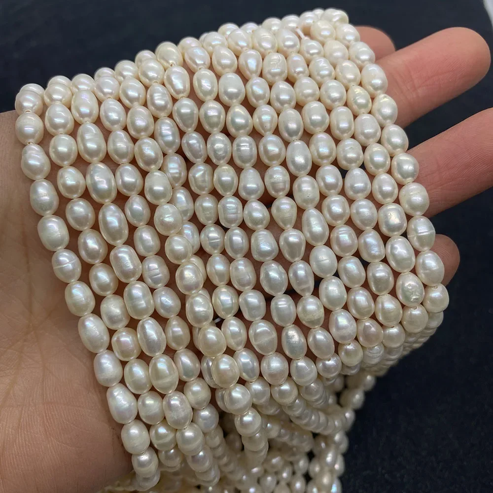 High-quality Natural Freshwater Pearl White Rice-shaped Handmade DIY Ladies Necklace Jewelry Jewelry Making Accessories 4.5-5mm