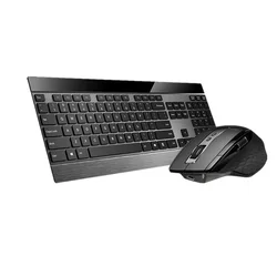 Para multi modo sem fio fino metal teclado & recarregável laser mouse combos interruptor entre 4 dispositivos