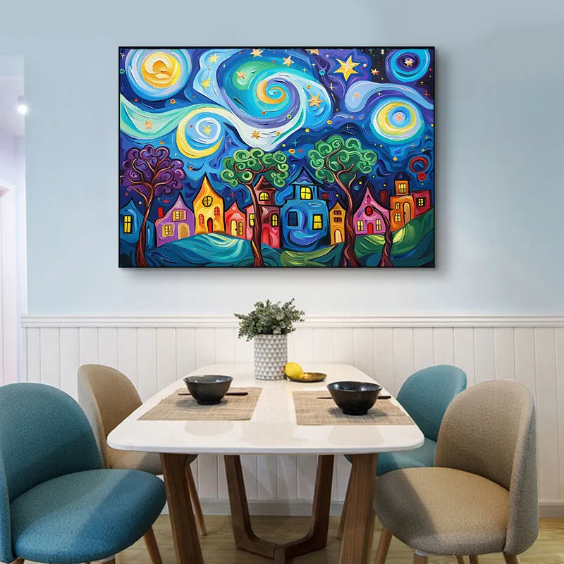 The Starry Night 5D Diamond Painting Kit Abstract Diamond Embroidery Full Mosaic Art Picture DIY Decorative Wall Stickers