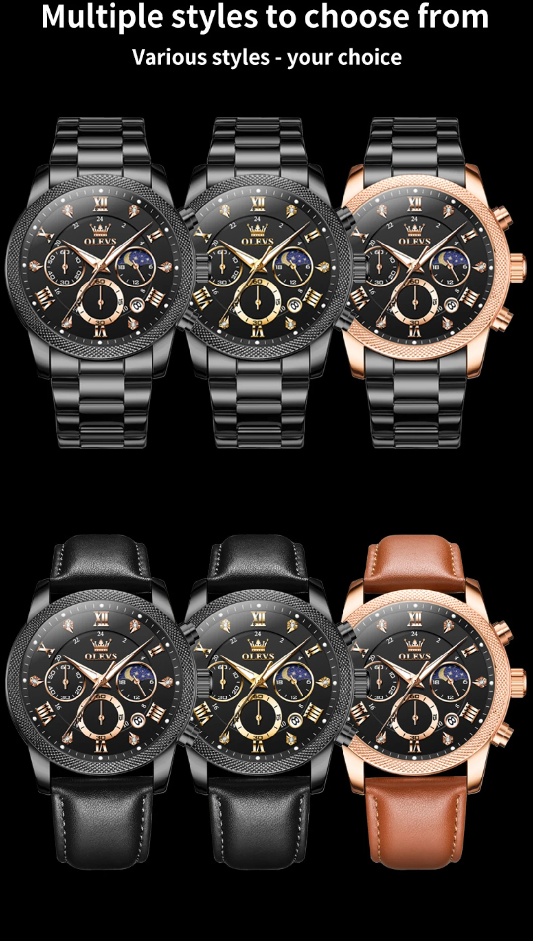 OLEVS 3660 Leather Chronograph Watch For Mens description image 14