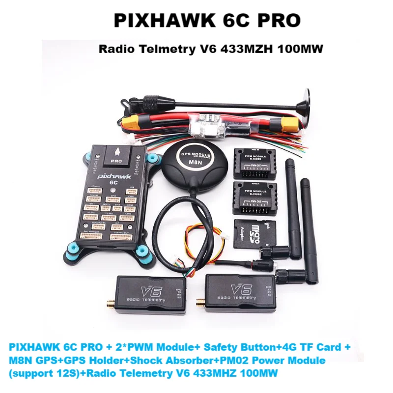 Pixhawk 6C Pro Fmuv6C Ardupilot Px4 32 Bit Flight Controller Pilota Automatico Con Sicurezza 4G Sd Cicalino Integrato Radio Telmetry V6