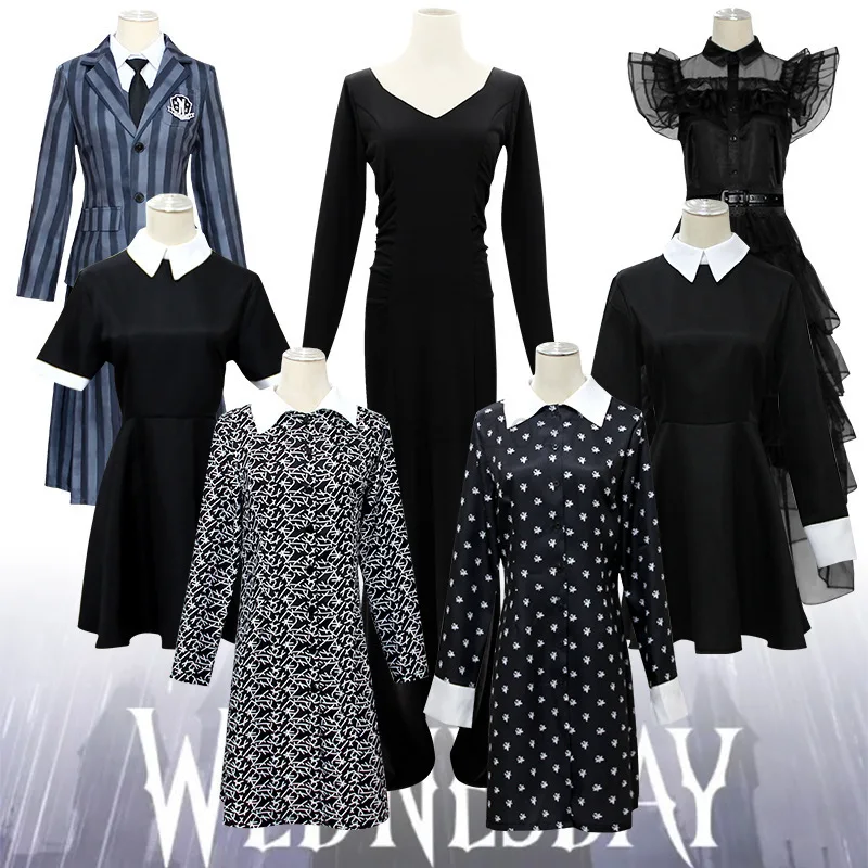 Addigs Sunday Morticia Addams Costume Cosplay Halloween Sexy Dress Parrucca Donne Adulte Punk Gothic Witch Lace Up Slim Gown Dress
