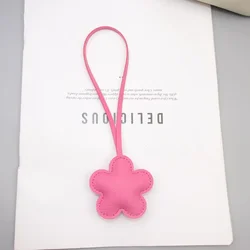 Exquisite Leather Flower Bag Pendant with Key Lanyard - Fashionable Jewelry Wholesale (Rose Red)