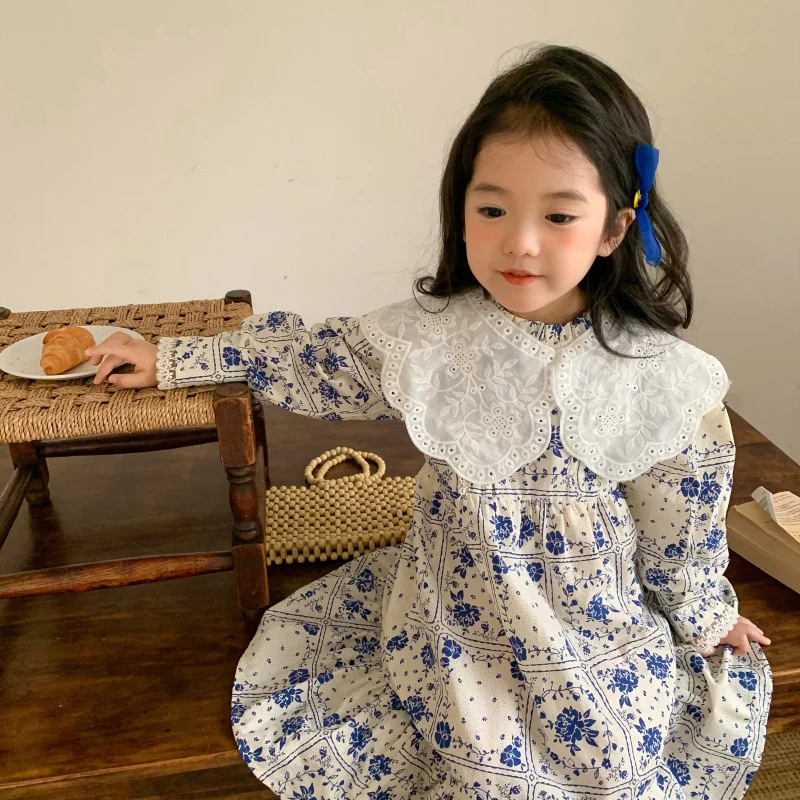 

Girl Dress Kids Baby Party Evening Gown Cotton 2022 In Stock Spring Autumn Cotton Flower Girl Dress Vestido Robe Fille Children