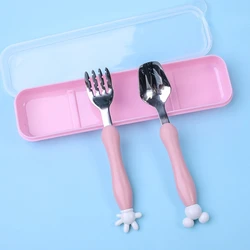 Juego de vajilla de acero inoxidable para bebé, utensilios para niño pequeño, cuchara de alimentación, tenedor, suplemento de comida, tenedor