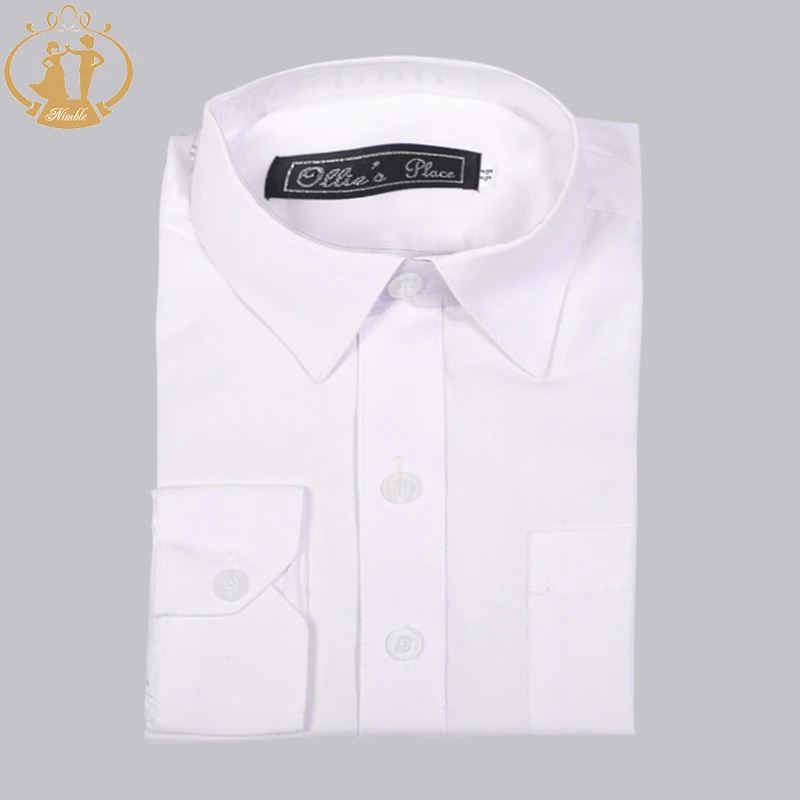 Baby Boys Shirts Long Sleeve 2-13 Years Top Kids Suits Formal Blouse Wedding Blue White Purple Solid Student Uniform