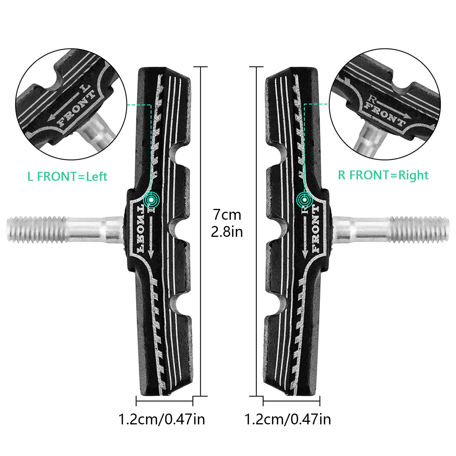 

2 Pairs Bike Brake Pads Mountain Road Bikes V-Brake Holder Blocks Rim