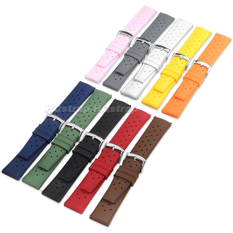 Waterproof Quick Release Perforated Silicone Watch Strap - Tropical Design