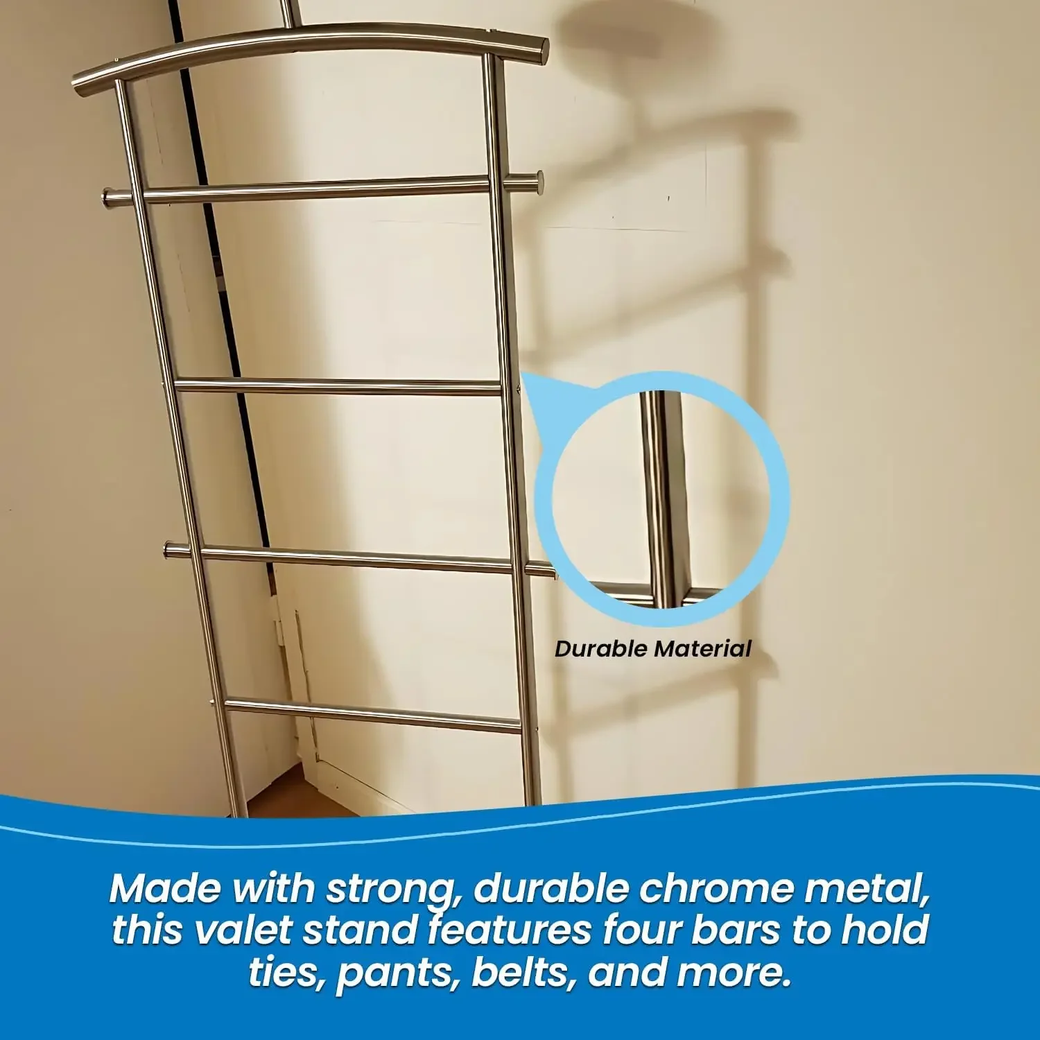 Kings Brand Furniture - Lebedev Metal Suit Valet Stand, Clothes Rack, Chrome 4