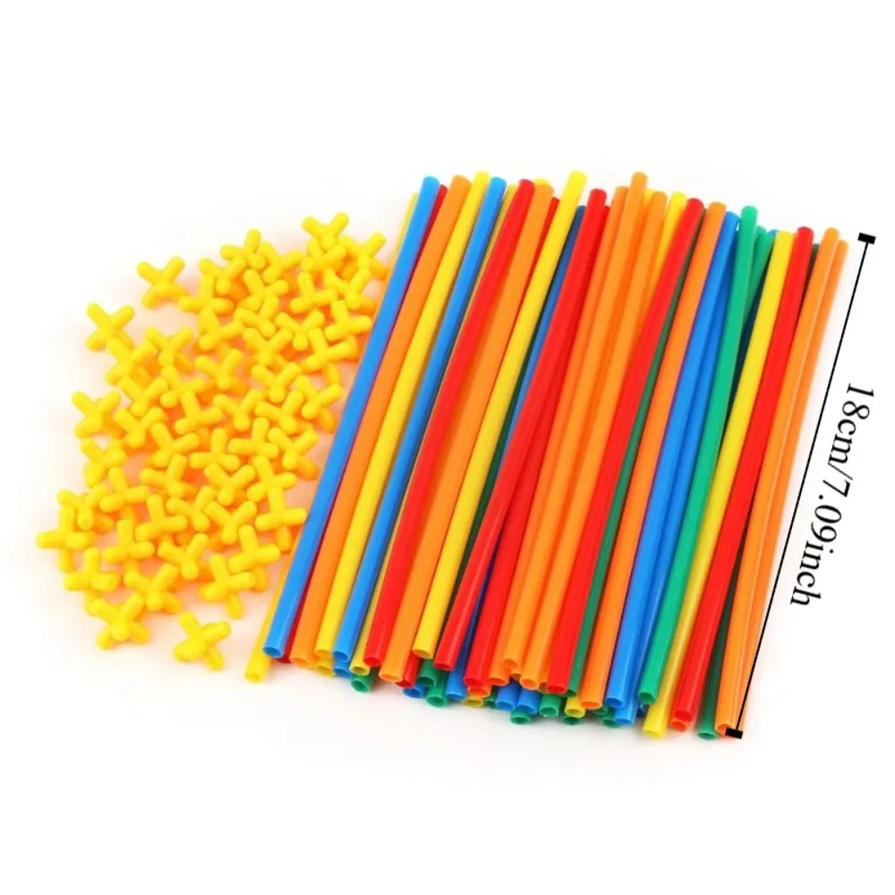 300pcs Plastic Straw Constructor Toys Assembly Engineering Educational Puzzle Colorful Straw Interactive DIY
