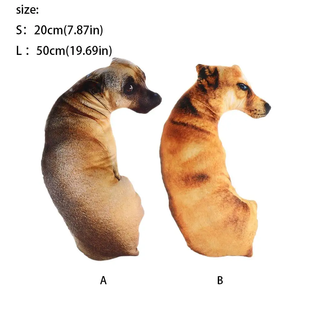 Throw Pillow Decorative Cushion Plush Pillow Plush Cushion 3D Lifelike Animal Cute Bend Dog Printed Funny Dog Head Cosplay Children Favorite Toy For Home
