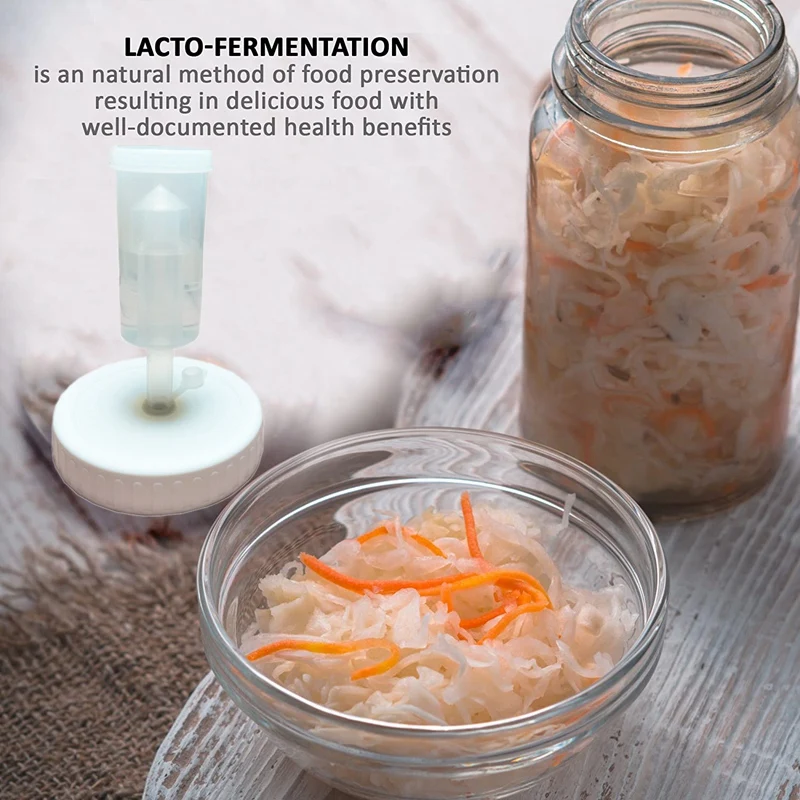 A21R-4Pc Mouth Jars Lids Fermenting Lids With Airlocks Fermentation Kit For Making Sauerkraut In Wide Mouth Jars
