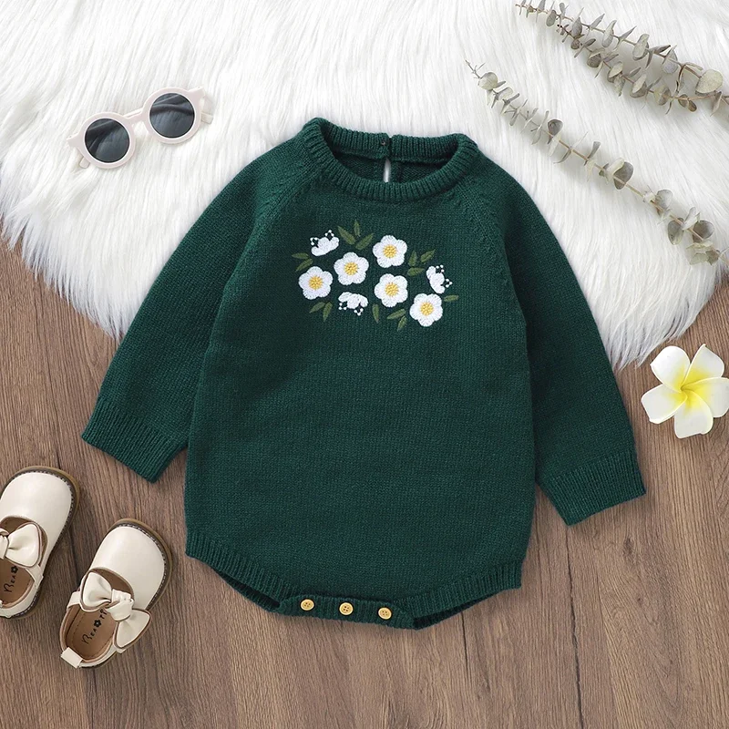 

Autumn Baby Bodysuits Knit Infant Girl Boy Jumpsuit Long Sleeve Newborn Clothes 0-18M Overalls Tops Fashion Embroidery Playsuit