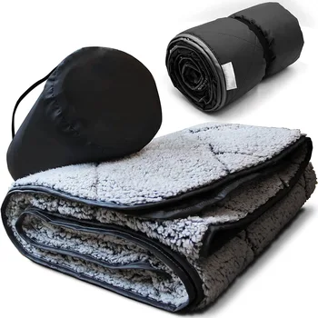Portable Lamb Fleece Camping Blanket, Windproof, Thickened, Multi-purpose, Outdoor Travel