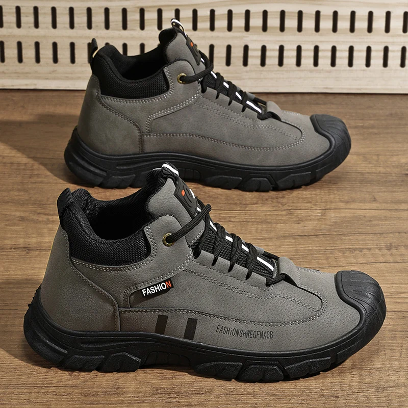 High Quality Causal Shoes for Men High Top Leather Sneakers Fashion Male Sports Shoes Comfortable Men Hiking Shoes Driving Shoes 2