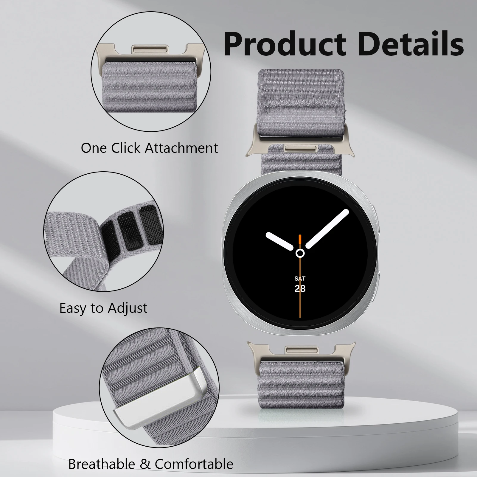 Enhanced Nylon Sport Strap for Smartwatches - Durable Watchband Bracelet Accessory