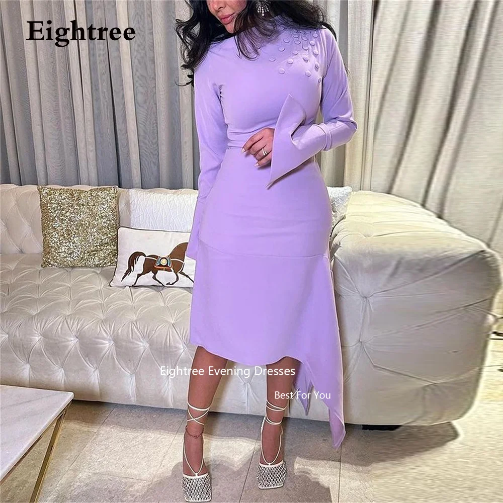 

Eightree Lilac Mermaid Prom Dresses Vintage Long Sleeves Satin Long Formal Evening Dresses Robes De Soirée 2024 Party Grown