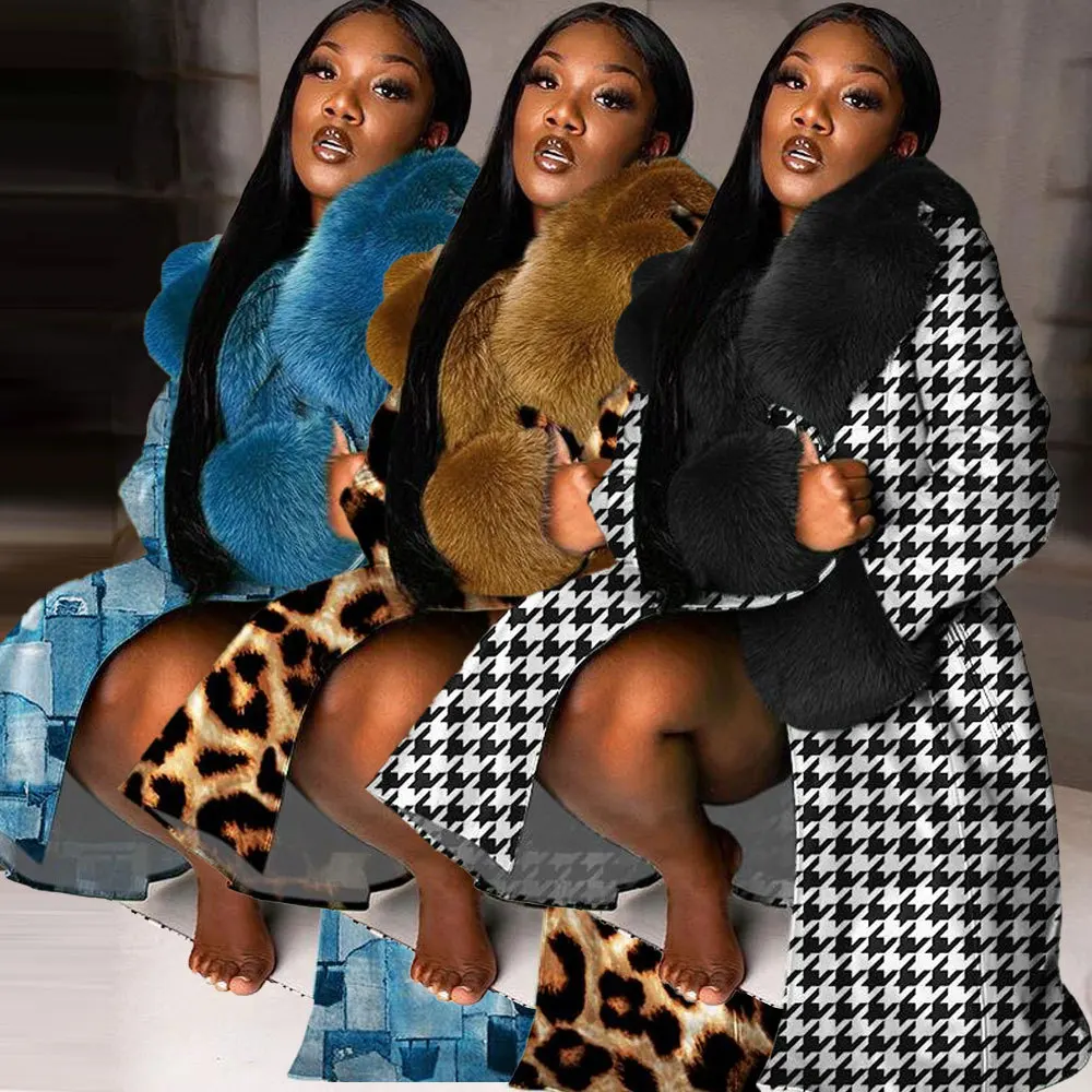 

AOSKM 2022 New Winter FYK2621 Europe And The United States, Sexy Nightclubs, Fashion, Leisure, Detachable, Wool Collar, Printing