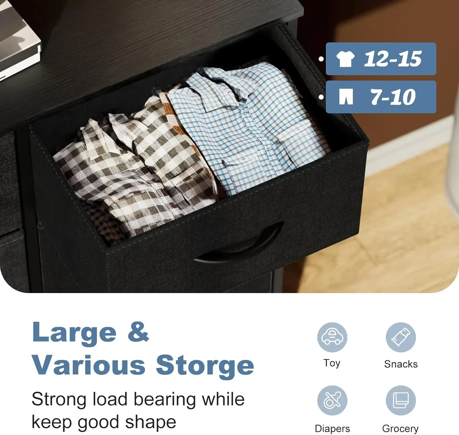Dresser for Bedroom, Chest/Closet Storage with 8 Drawers, Clothes Organizers Tower with Fabric Bins, bedroom furniture 4