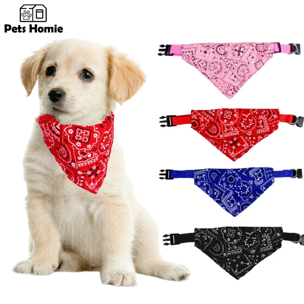 Pet Dog Neck Scarf Puppy Cat Dog Collar Bandana Collar Scarf with Leather Accessories Adjustable