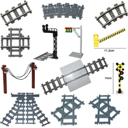 MOC City Train Tracks Flexible Straight Curved Soft Rail Switch DIY Building Block Models Railways Technical Train Parts  Bricks