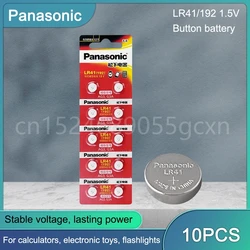 10PCS Panasonic Cell Coin Alkaline Battery AG3 1.5V Button Batteries SR41 192 384 SR41SW  LR41 392 Lamp Chain Finger Light Watch