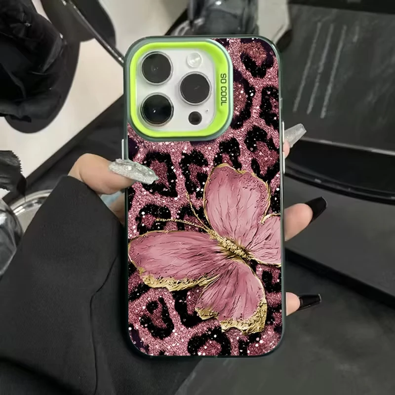 Butterfly Leopard Print Matte Phone Case
