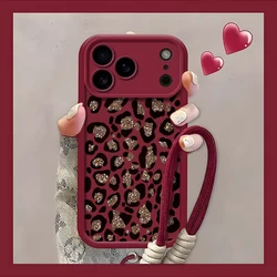 Leopard Print Wrist Strap Phone Case with Lanyard - Soft Cover - iPhone SE (2020) (JU - P8240 - PJ10)