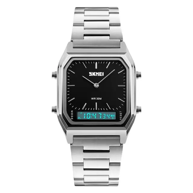 SKMEI double affichage montre hommes numérique double temps sport chronographe étanche mâle horloge Quartz montres Relogio Masculino 1