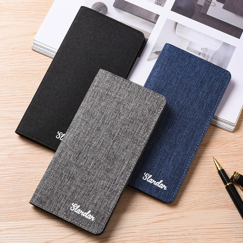 Ultra thin Japanese folding men's long canvas wallet, student retro simple niche men's wallet