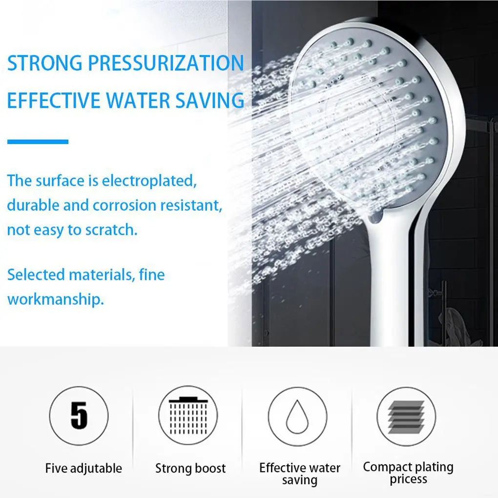 Shower Head Round Multi-modes Adjustable Anti-rust Electroplate High Pressure Sprayer Bathroom Sprinkler Type1