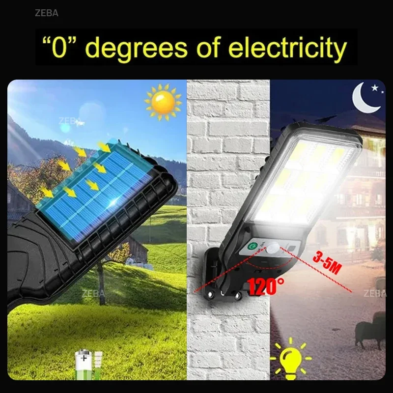 최신 6000000LM 업그레이드 강력한 태양광 LED 조명 야외용 태양광 램프 모션 센서 탑재 태양광 정원등 거리 마당 랜턴