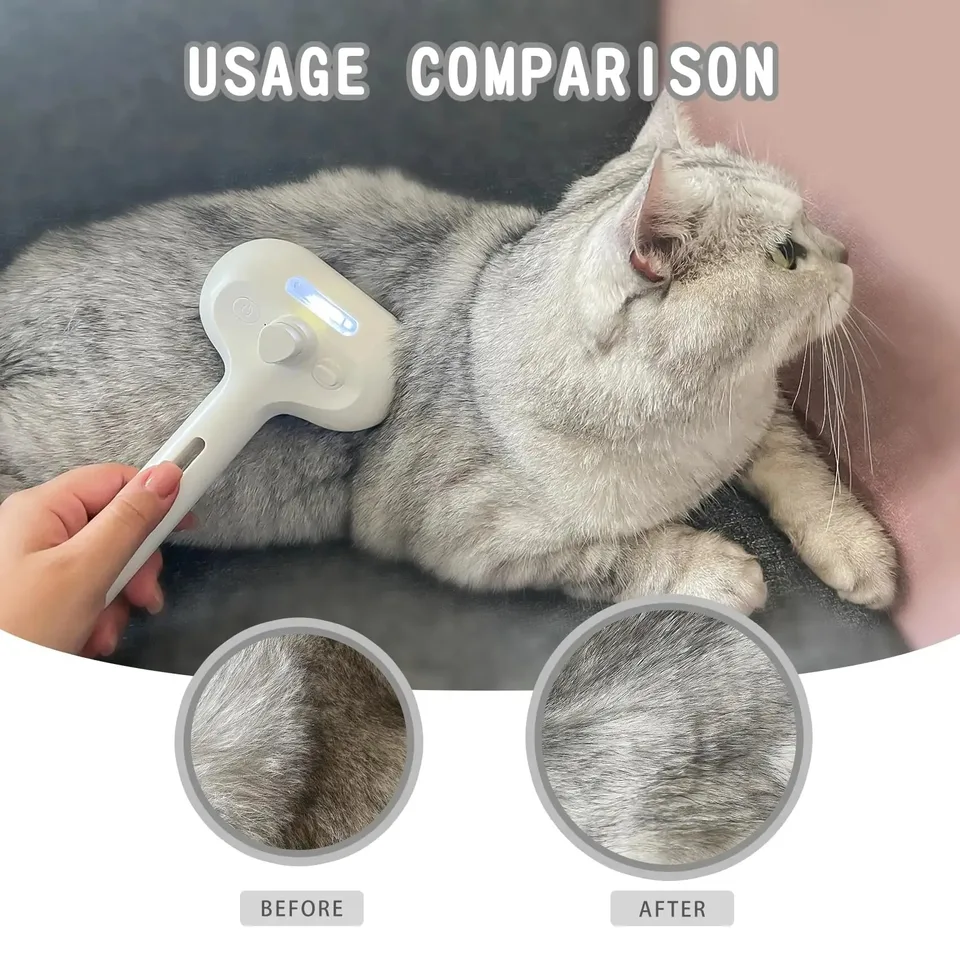 3-in-1 Dog Cat Electric Pet Cleaning Steam Spray Massage Hair Removal Comb Anti-Tangle Brush_voghion.com