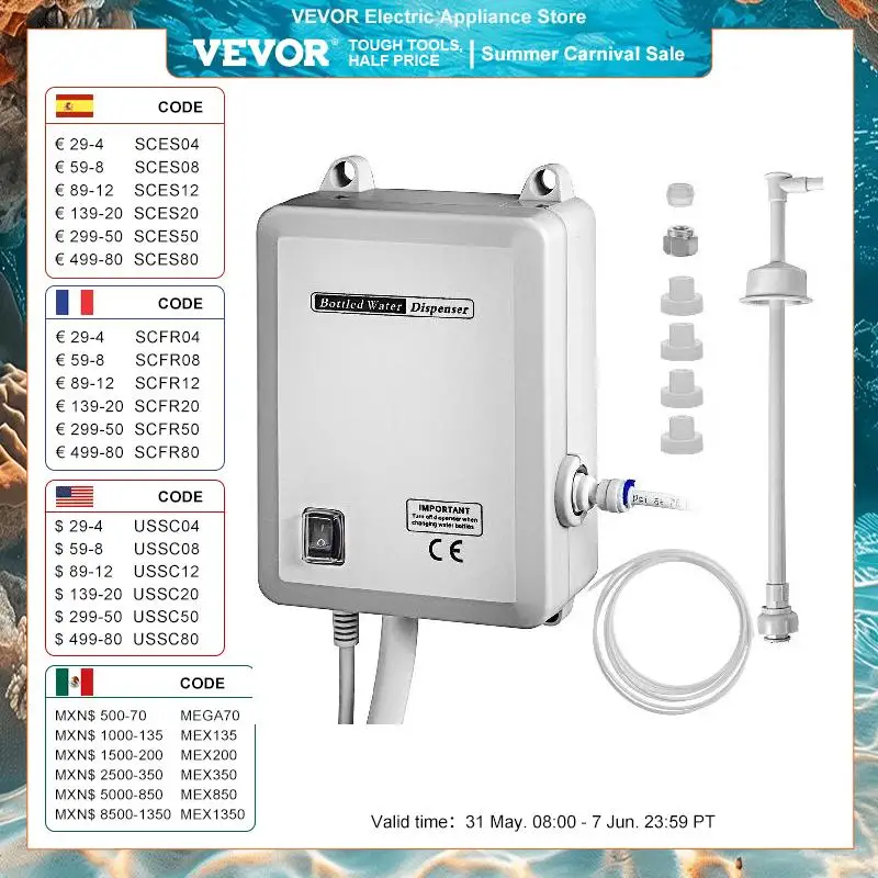 VEVOR-bomba dispensadora de agua embotellada con tubería de PE, 1 Gal/MIN, 40 PSI, para máquina de café, té, dispensador de agua, refrigerador, máquina de hielo