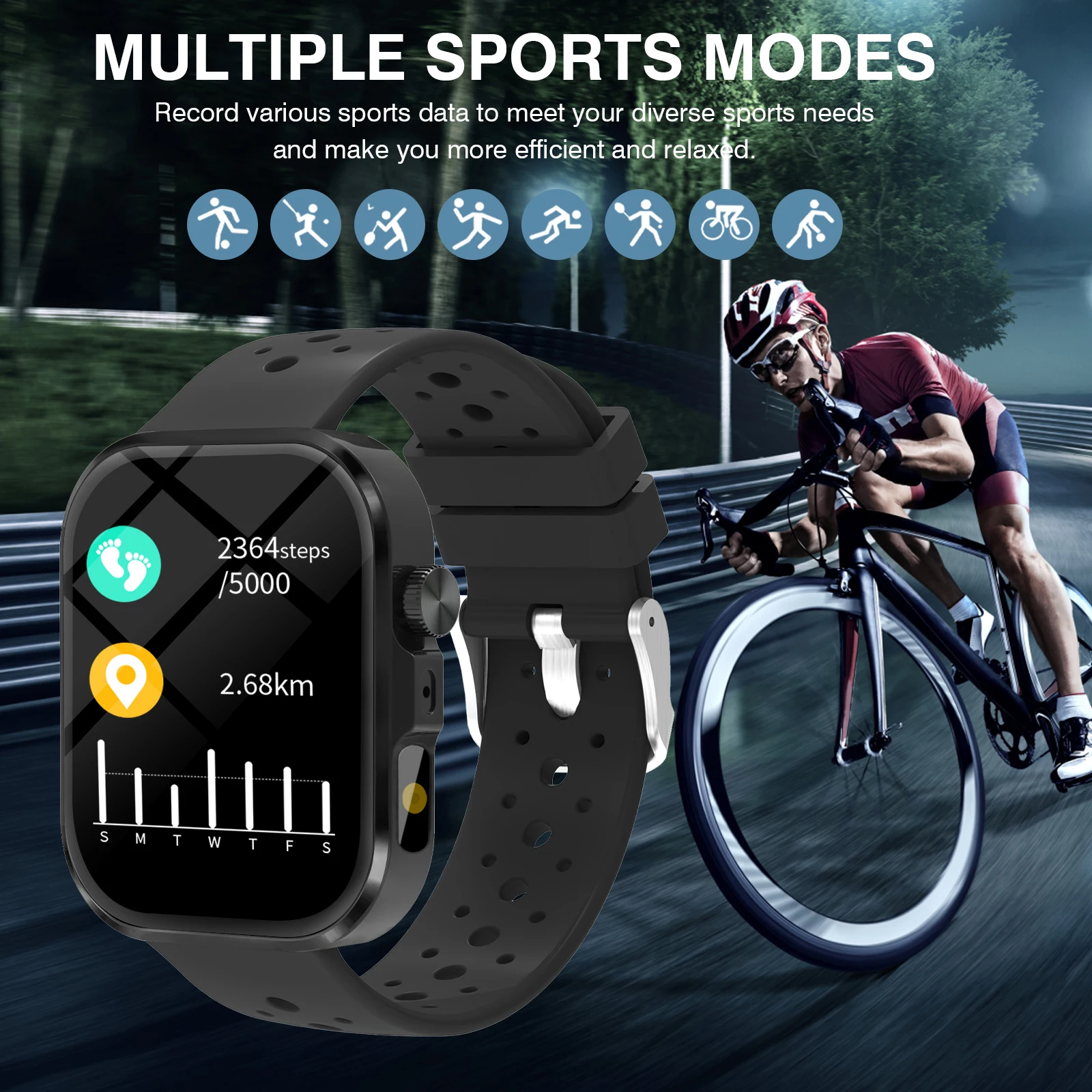 1Pc Smart Watches,HD Touch Screen, Multi-Sport Modes, Sedentary Reminder, Calculator,Christmas/New Year/Birthday Watch Gifts 5