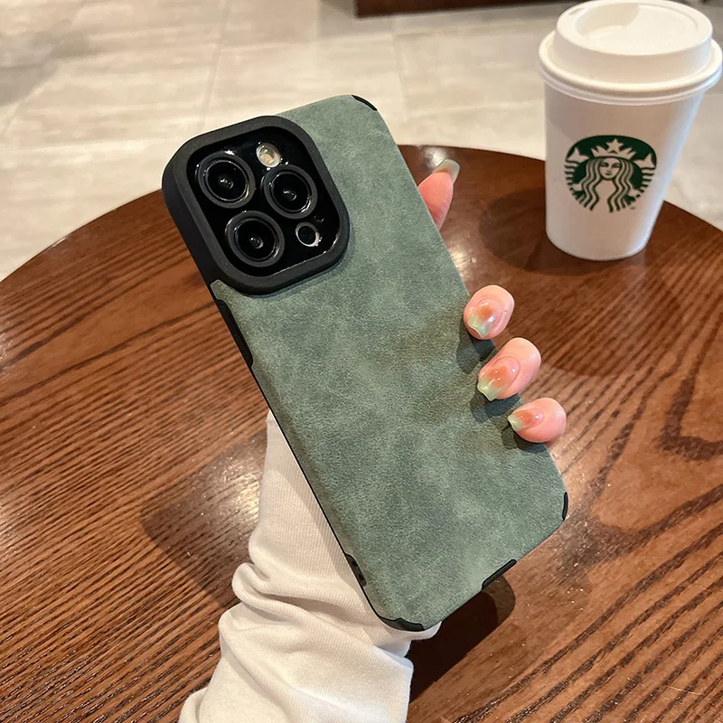 Sleek Matte Leather Silicone Shockproof Phone Case