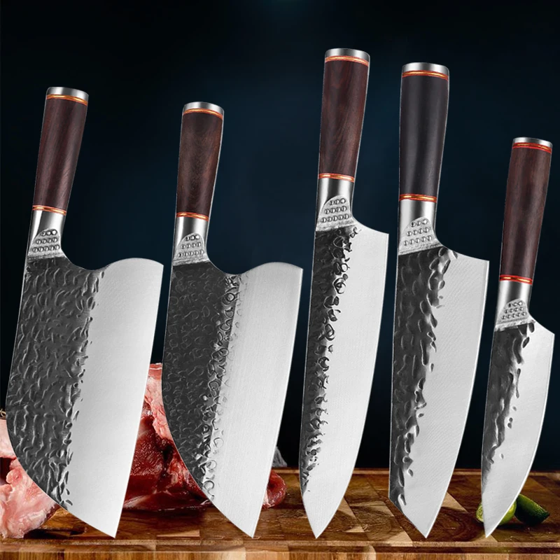 Forged Kitchen Knives Set Stainless Steel Chef Knife Meat Fish