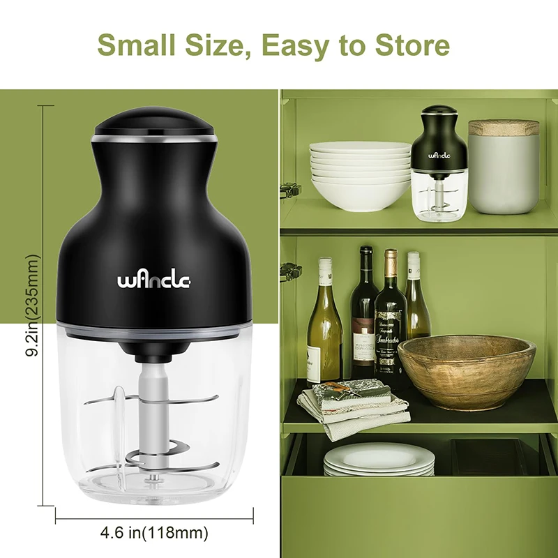 Wancle 0.6L Household Meat Grinder Food Processor Stainless Steel Blade 350W High Power Vegetable Fruit Chopper Kitchen Grinder 6