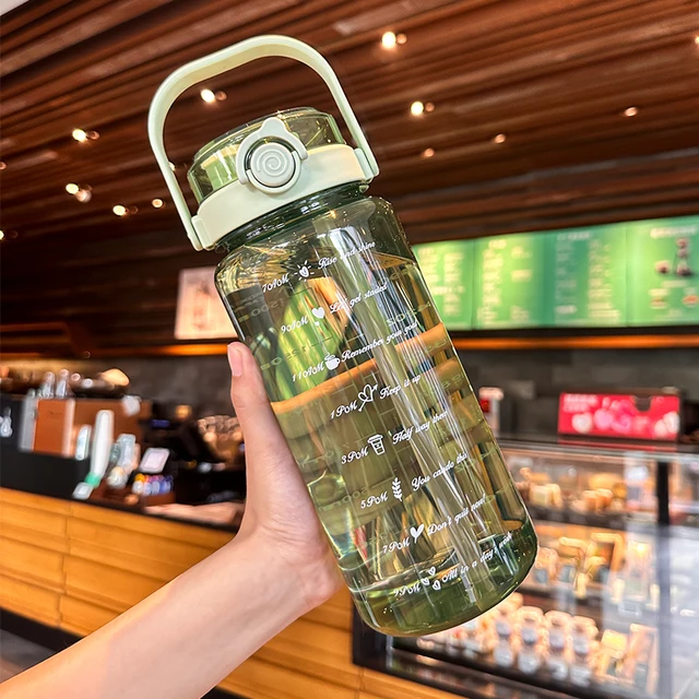 1500ml double drink transparent water bottle large capacity plastic straw water cup outdoor sports fitness portable Drink Bottle 3