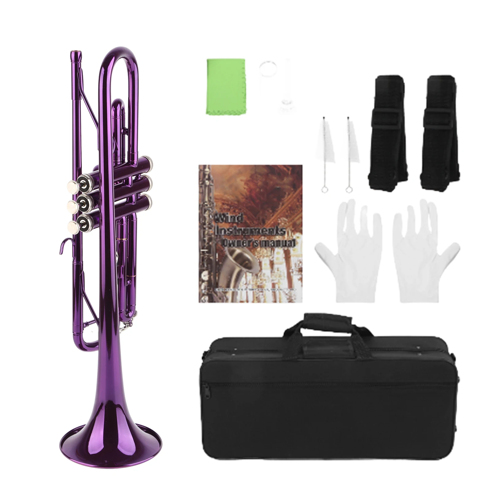 Trumpet Set B Flat Brass Replacement Musical Instrument Accessories with Storage Bag