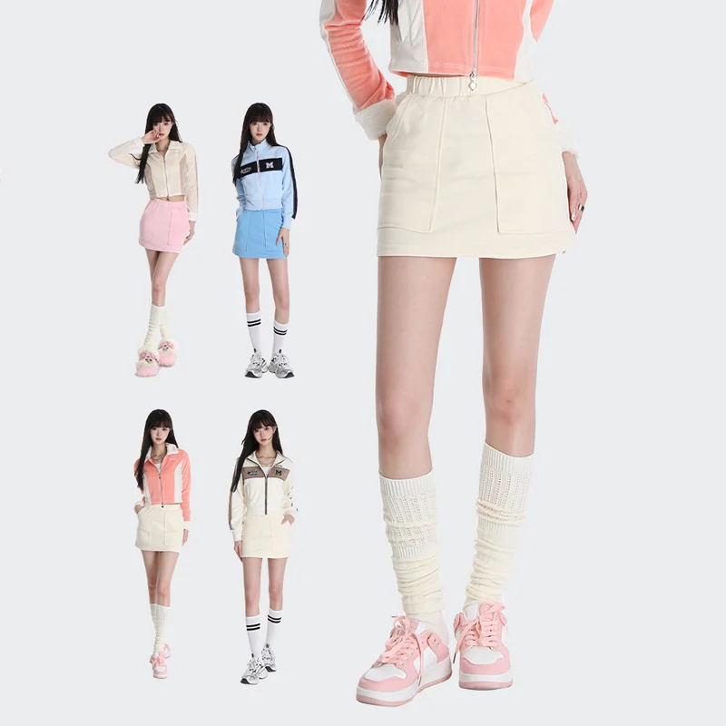 

CASUMANL Brand 2024 New Summer Mini Skirt Women Large Pocket High Waist Vintage A-line Skirt Schoolgirl Korean Streetwear Casual