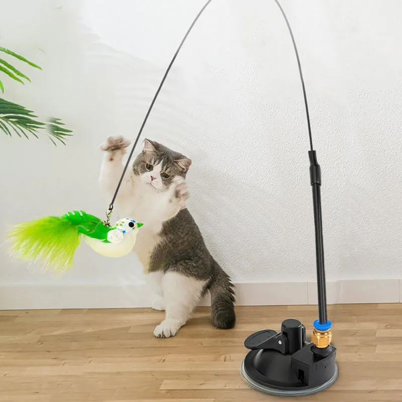 Interactive Cat Toy Funny Simulation Feather Bird with Bell Cat Stick Toy for Kitten Playing Teaser.jpg