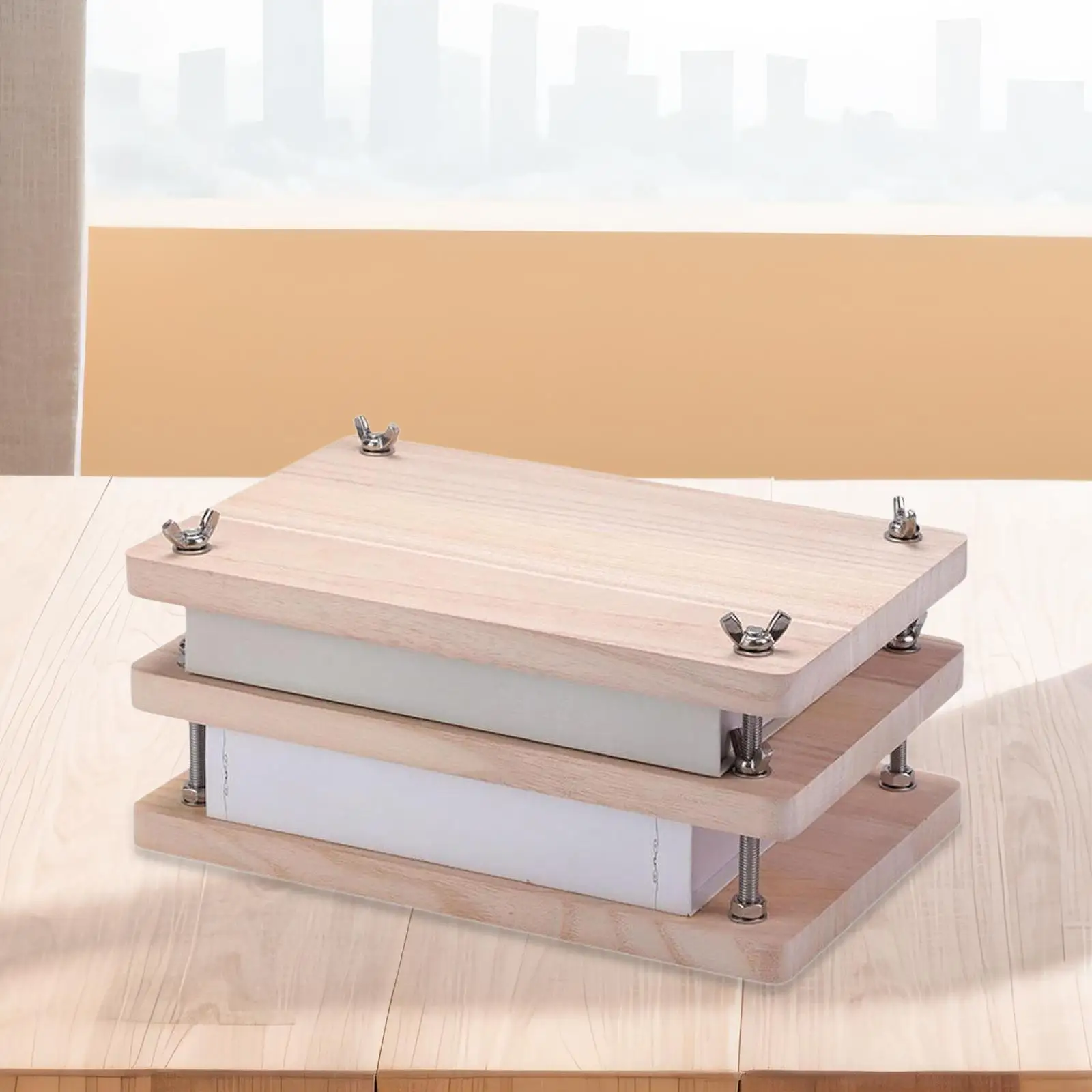 Book Press Wood Manual Sturdy Multifunctional Flat Paper Press Machine for Tags Greeting Cards DIY Bookbinding Documents Labels