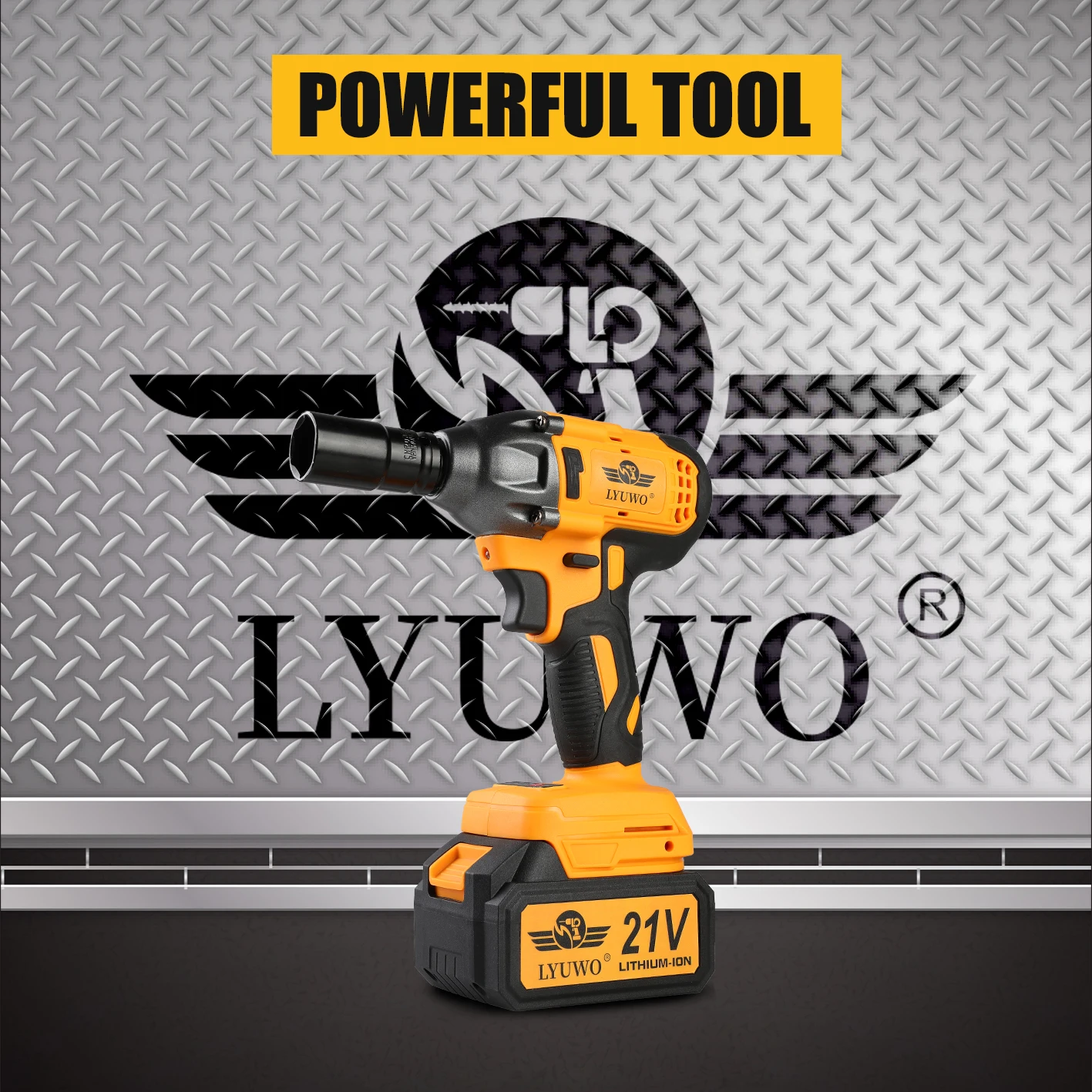 LYUWO Electric Wrench 420NM Brushless Electric Wrench High Torque Air Cannon Heavy Duty Automobile Repair High Power Impact Plat 2
